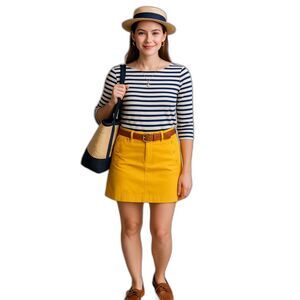 J.Crew Women's Mustard Yellow Chino Twill Mini Skirt - Size 6 Vintage Nautical